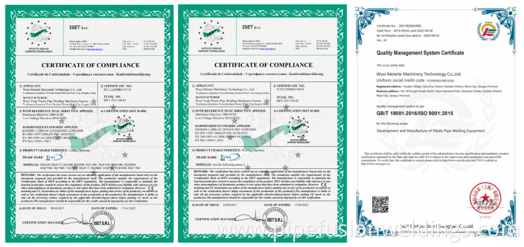 Welding Machine Certificates